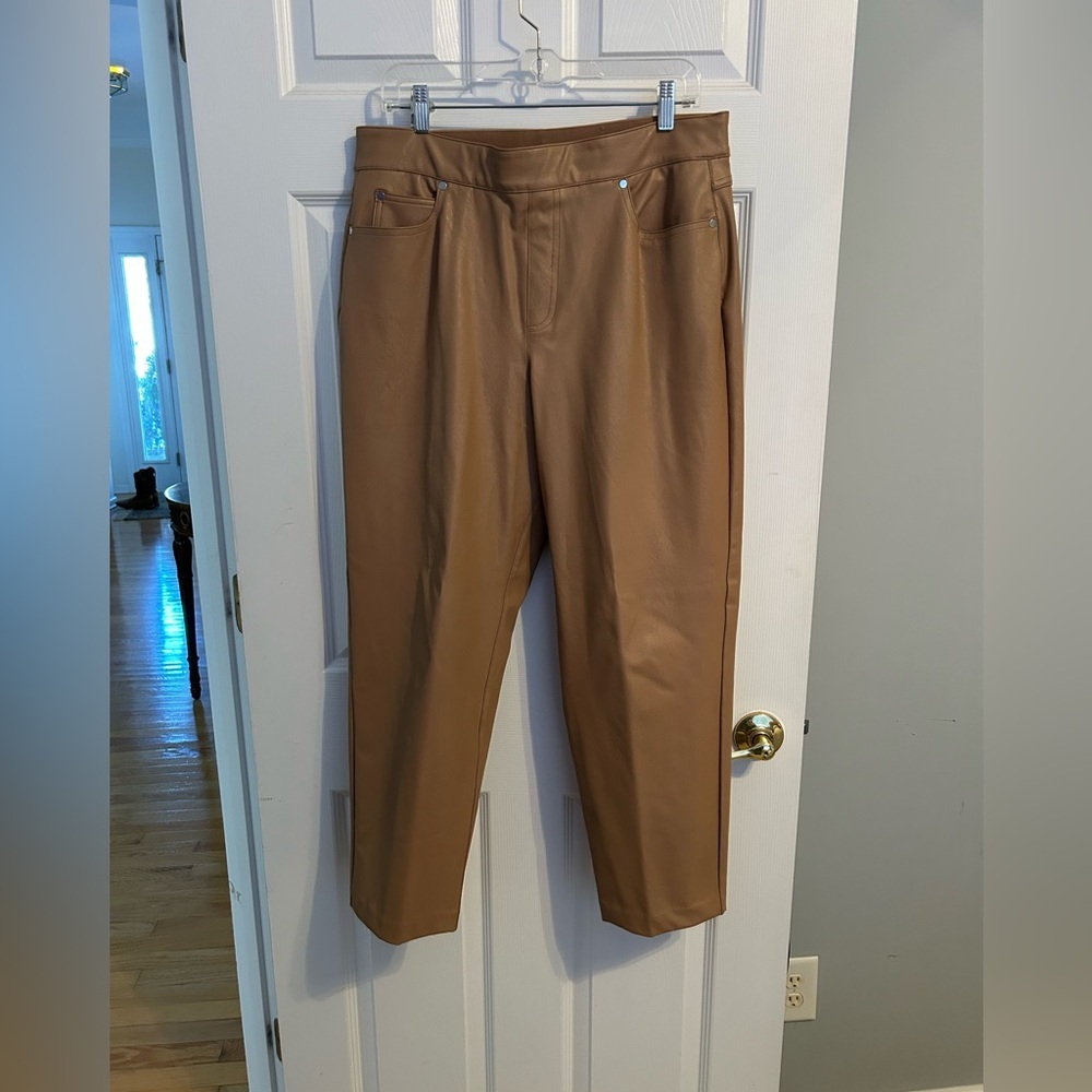 Spanx Tan Faux Leather Wide Leg Pants